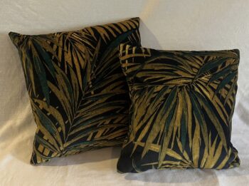 Pair of Golden Velvet Palm Scatter Cushions - Image 3