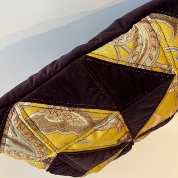 Purple & Yellow Quilted Cushion. Zero waste Product. - Image 6