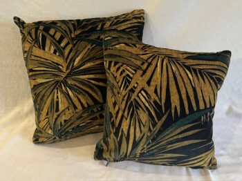 Pair of Golden Velvet Palm Scatter Cushions