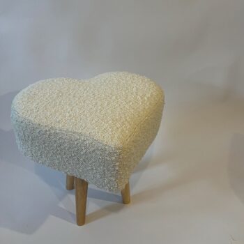 Bespoke Heart Zero Waste Footstool with Boucle Fabric. (one foot stool)