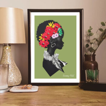 A4 - The Afro - Floral Collage Print