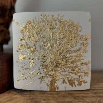 Gold leaf abstract botanical plaster wall art - Image 2