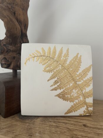 Gold leaf abstract botanical plaster wall art - Image 3