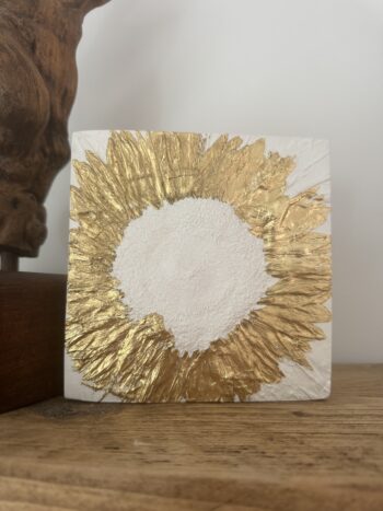 Gold leaf abstract botanical plaster wall art - Image 4