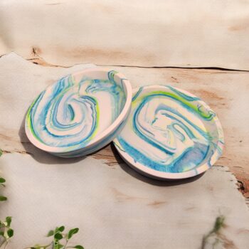 High sided Coasters, blue / lime - Image 2