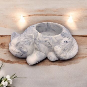 Kitty Cat tea light holder, charcoal marble