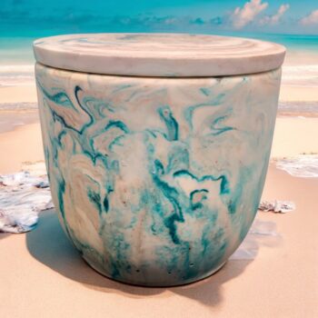 Scent free candle, turquoise/ brown - Image 3