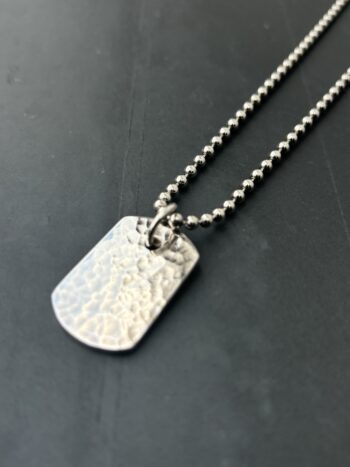 Silver Dog Tag Necklace, I.D tag necklace, men’s necklace, gift for boyfriend, gift for musician,