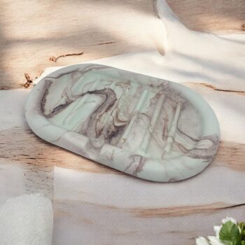 Jesmonite Soap Dish , Emerald / Brown Marble