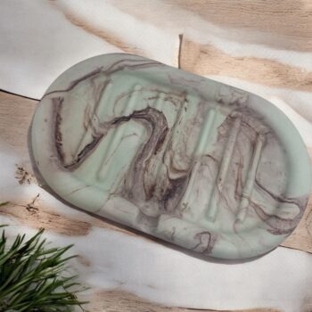 Jesmonite Soap Dish , Emerald / Brown Marble - Image 2