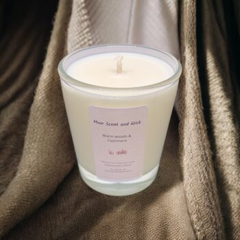 Warm woods and Cashmere 9CL clear candle jar