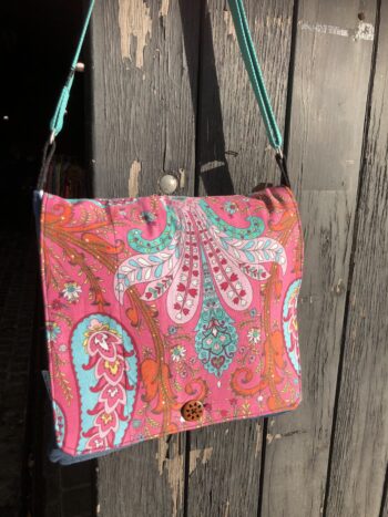 Large Upcycled Satchel - Pink Paisley - Image 5