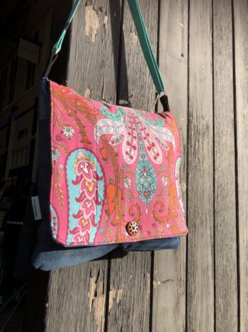 Large Upcycled Satchel - Pink Paisley