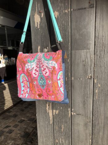 Large Upcycled Satchel - Pink Paisley - Image 4