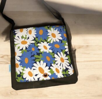 Large Upcycled Satchel - Blue Floral