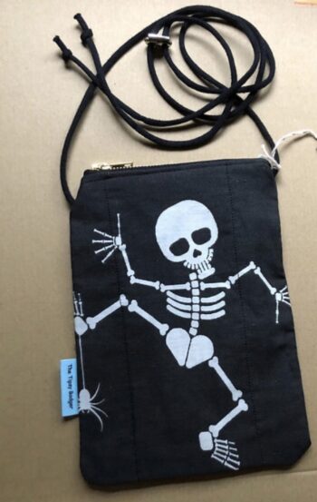 Upcycled Microsatchel - Dancing Skeleton