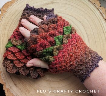 Dragon Scale Fingerless Gloves - Ready to Ship Rainbow (wool) - Image 5