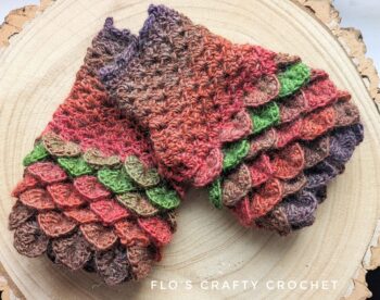 Dragon Scale Fingerless Gloves - Ready to Ship Rainbow (wool) - Image 2