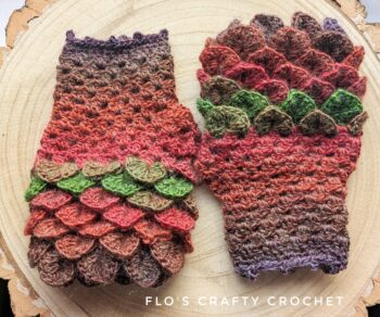 Dragon Scale Fingerless Gloves - Ready to Ship Rainbow (wool) - Image 4