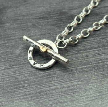 Silver Fob Necklace, gold heart toggle necklace. - Image 6