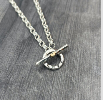 Silver Fob Necklace, gold heart toggle necklace. - Image 5