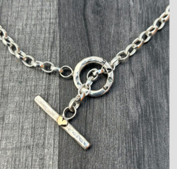 Silver Fob Necklace, gold heart toggle necklace. - Image 3