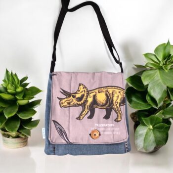 Large Upcycled Satchel - Triceratops