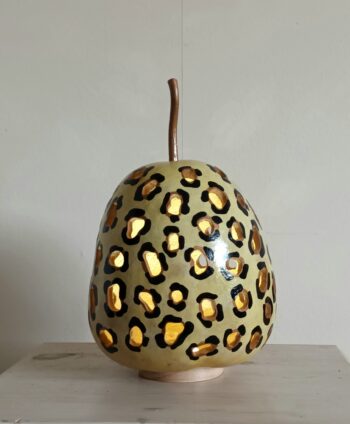 Funky Leopard Print Painted Gourd Lamp 2 - Image 2