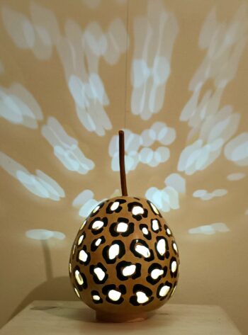 Funky Leopard Print Painted Gourd Lamp 1 - Image 3