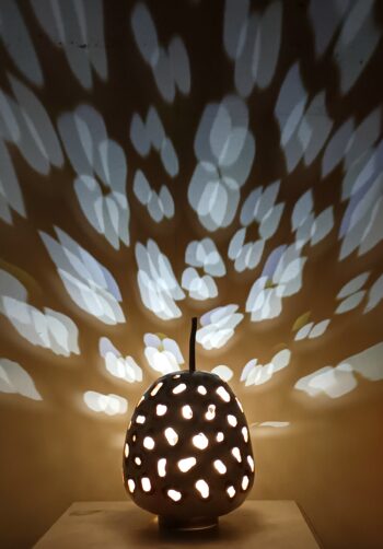 Funky Leopard Print Painted Gourd Lamp 2 - Image 4