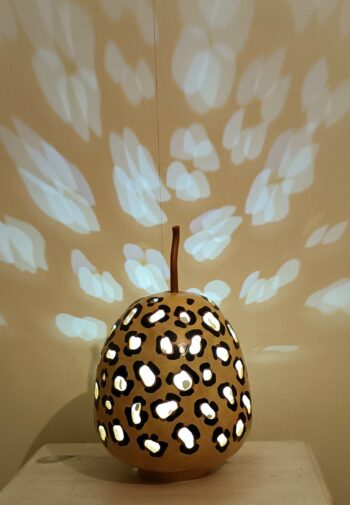 Funky Leopard Print Painted Gourd Lamp 2 - Image 3