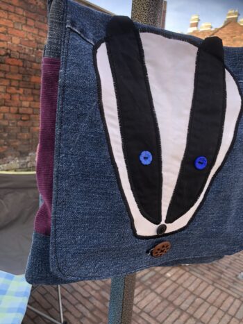 Large Upcycled Satchel - Blue Eyes Badger - Image 2